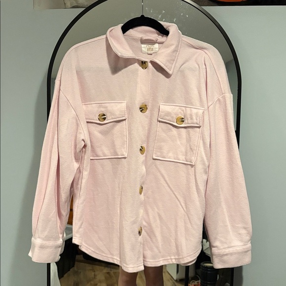 Pink Shacket Shirt Jacket Button Down Small Hippie Rose Casual Top Women’s - Picture 1 of 4